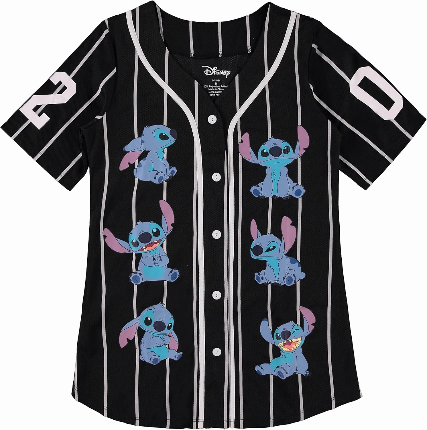 Disney Ladies Lilo and Stitch Shirt - Ladies Classic Lilo and Stitch Baseball Jersey Lilo and Stitch Mesh Jersey