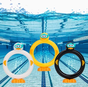 Diving Pool Toys Underwater Swimming Ring Duck Diving Ring, 3 Pack