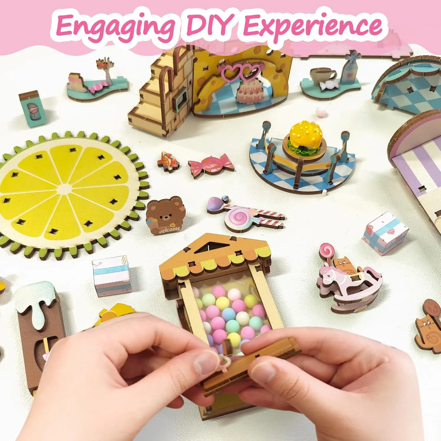 DIY Book Nook Kit,Adults Teens Dollhouse Kit,Miniature House Kit,3D Wooden Puzzle with LED Lights & Dust Proof,Booknook Bookshelf Insert Home Decor,Xmas Birthday Gifts Girlfriend Valentine's Present