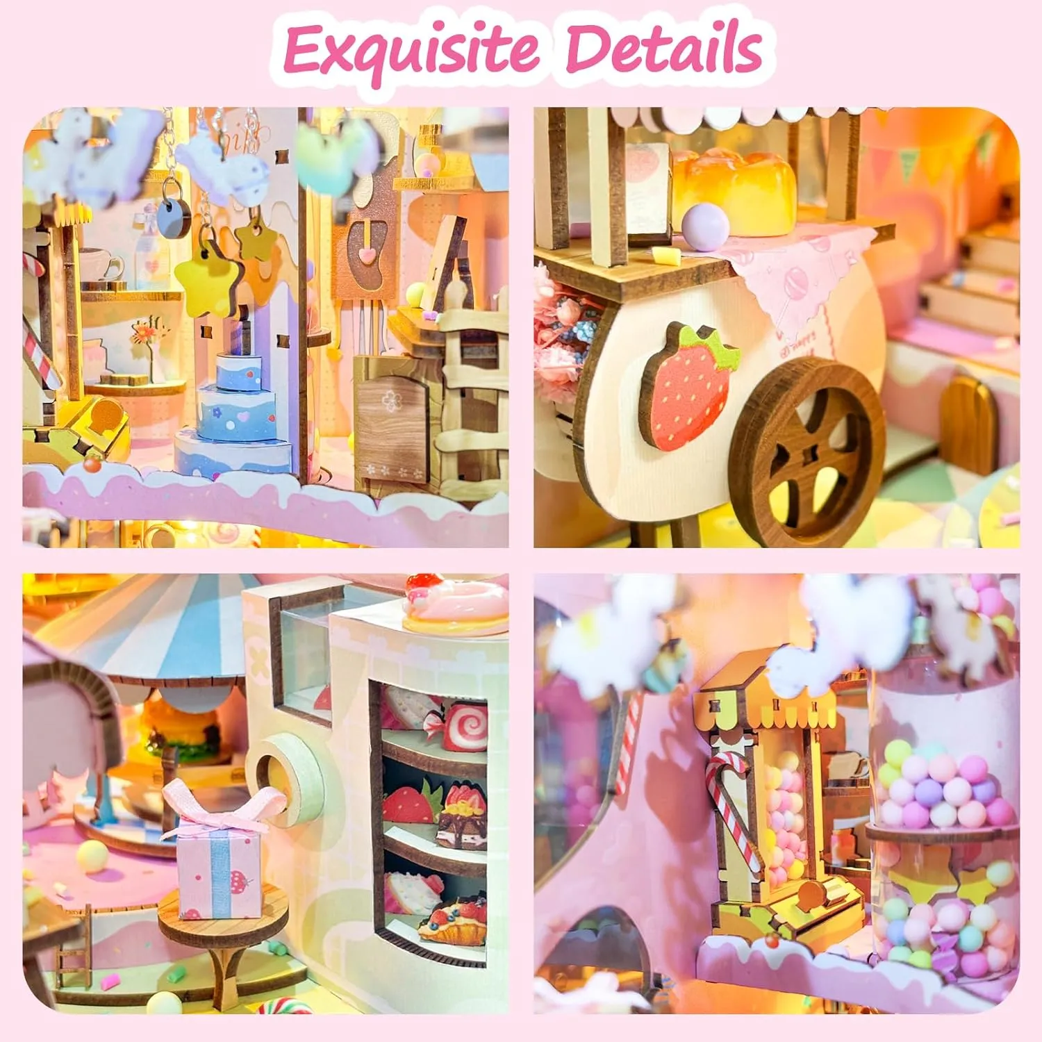 DIY Book Nook Kit,Adults Teens Dollhouse Kit,Miniature House Kit,3D Wooden Puzzle with LED Lights & Dust Proof,Booknook Bookshelf Insert Home Decor,Xmas Birthday Gifts Girlfriend Valentine's Present