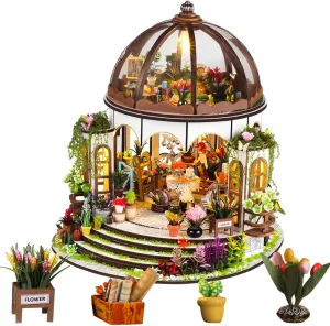 DIY Miniature Dollhouse Kit, Mini House Making Kit with Furnitures, Tiny House Kit to Build for Adults, Hobby Craft Gift for Mothers Day, Garden
