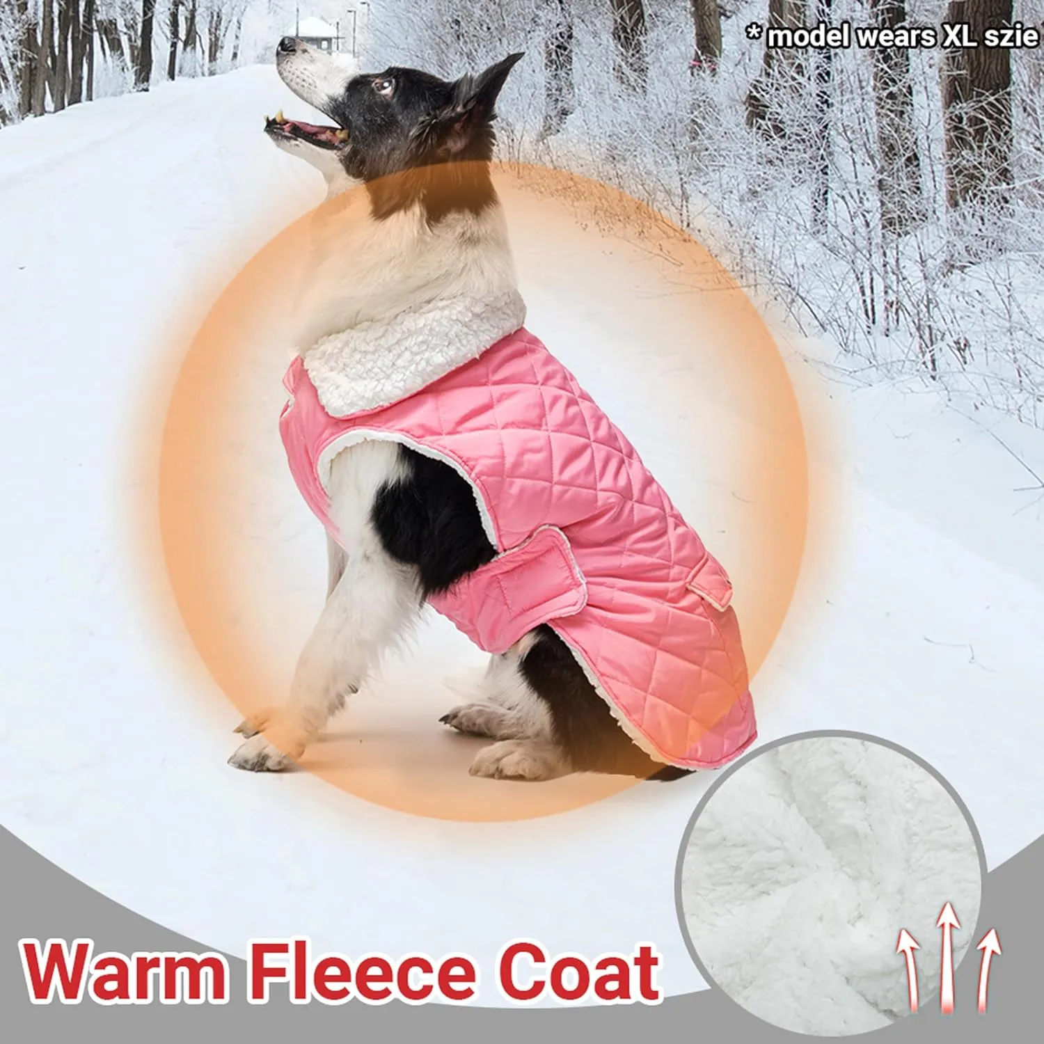 Dog Winter Coat - Windproof Fleece Warm Thick Dog Jacket Clothes for Snow Rainy Cold Weather - Pink Pet Vest Coat Outfits for Small Medium Large Dogs - Indoor & Outdoor Use (S-XXL)