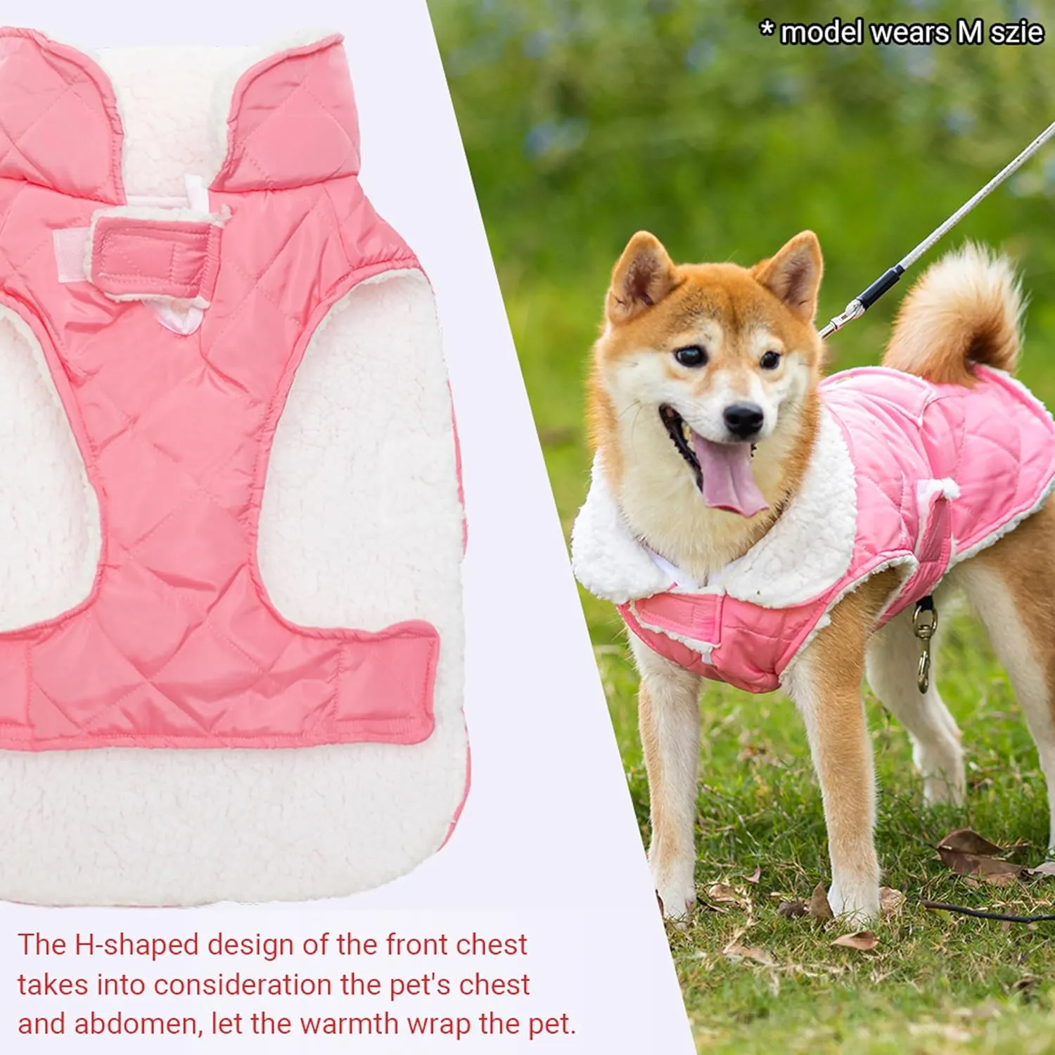 Dog Winter Coat - Windproof Fleece Warm Thick Dog Jacket Clothes for Snow Rainy Cold Weather - Pink Pet Vest Coat Outfits for Small Medium Large Dogs - Indoor & Outdoor Use (S-XXL)
