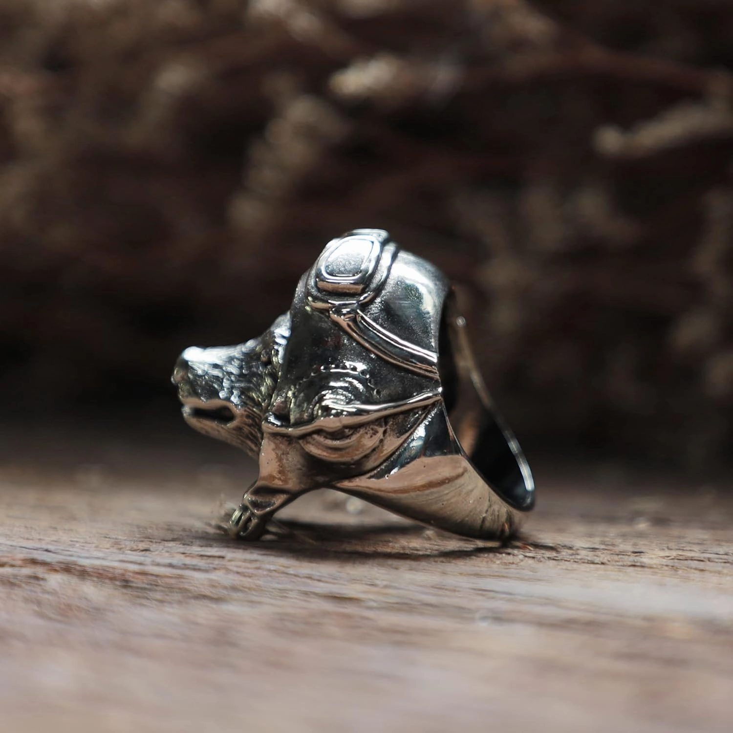 dog aviator ring Biker sterling silver air Force helmet military pet accessories (11.5)