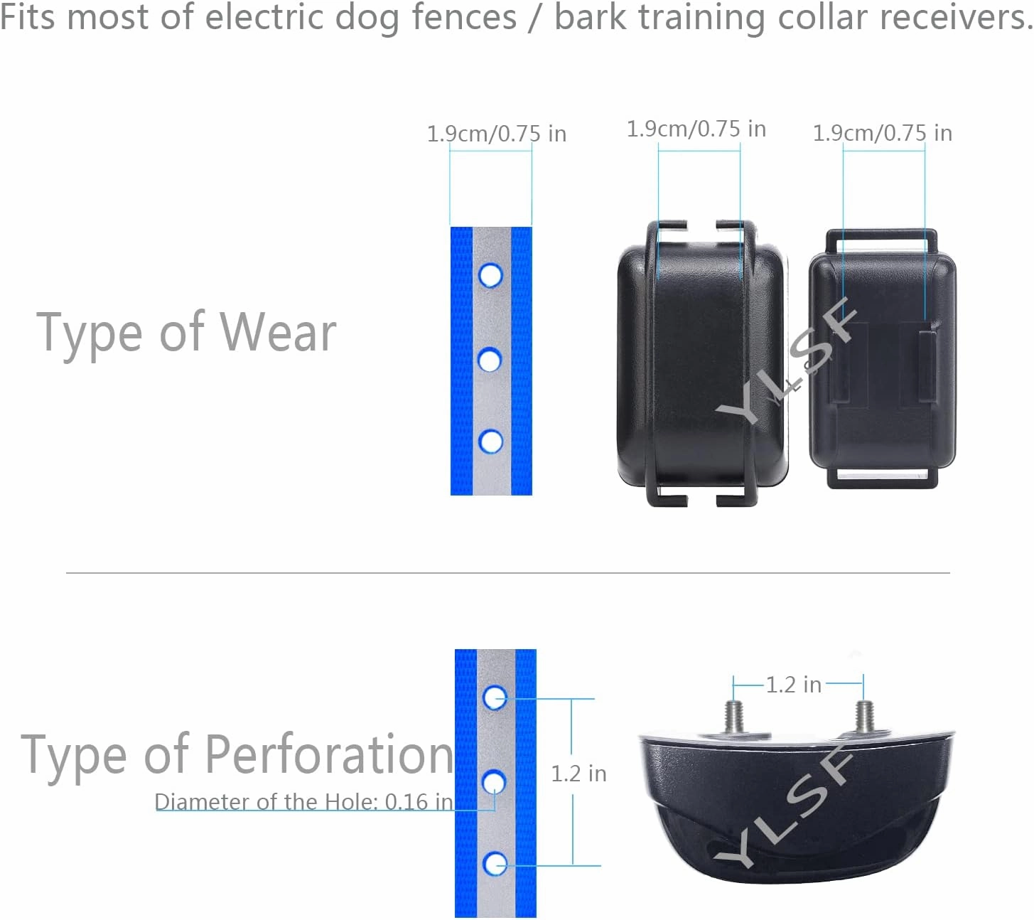Dog Collar Strap for Most of Electronic Training Shock Collar Receivers-Adjustable Durable Waterproof Odorless 3/4 Inch Collar Replacement for Barking Fence-Pet TPU Collar Strap