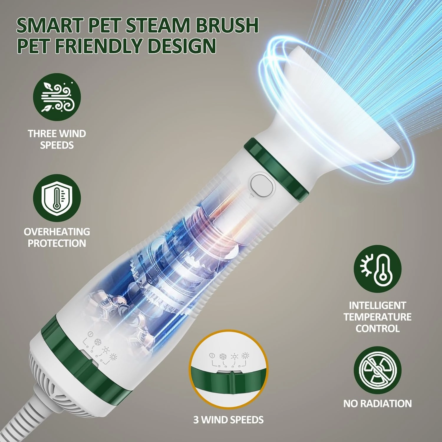 Dog Hair Dryer with Slicker Brush,Dog Blow Dryer for Small-Sized Dogs and Cats,Grooming Brush with Drying Function,Multifunctional Pet Hair Dryer with Release Button