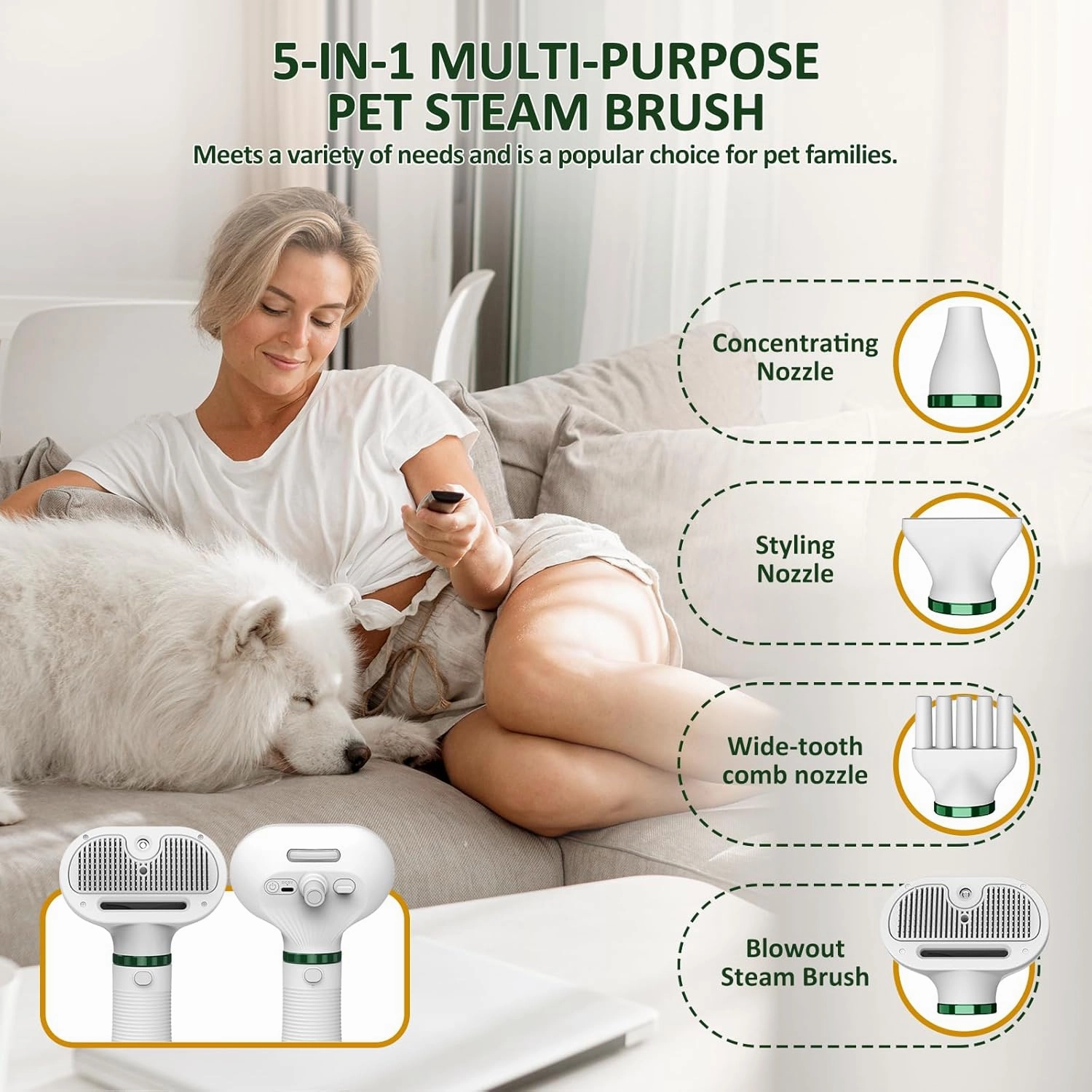 Dog Hair Dryer with Slicker Brush,Dog Blow Dryer for Small-Sized Dogs and Cats,Grooming Brush with Drying Function,Multifunctional Pet Hair Dryer with Release Button