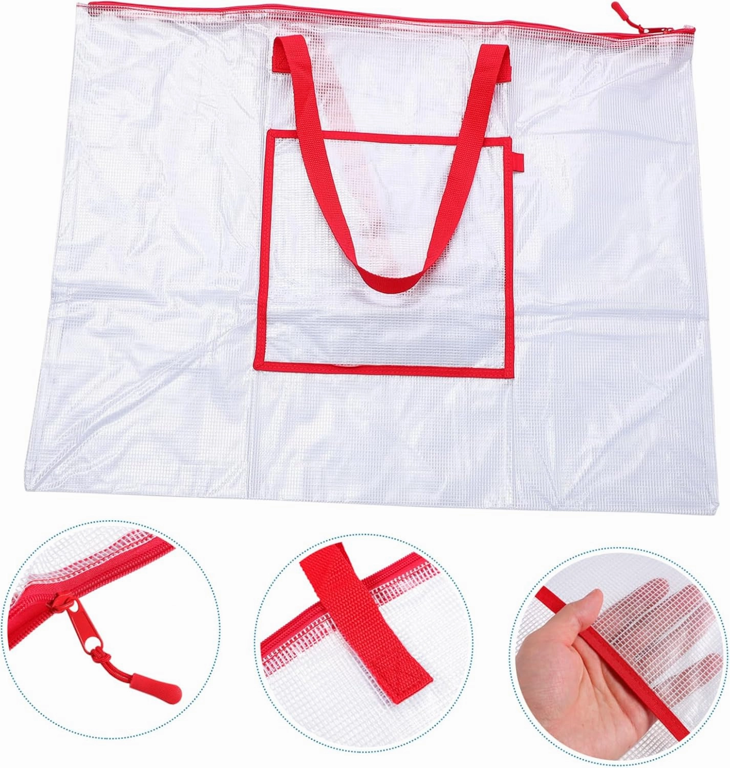 DOITOOL Transparent Poster Board Storage Bag Durable Organizer for Posters Bulletin Boards and Art Projects for Teachers Students and Painters Portable with Zipper and Carrying Straps