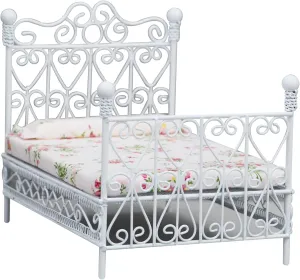 Dollhouse Bed 1:12 Scale Cute Realistic Doll Bed with Mattress & Pillow Mini Bed Creative DIY Miniature Dollhouse Accessories for Children Playing Gift, White Dollhouse Bed