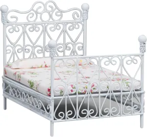Dollhouse Bed 1:12 Scale Cute Realistic Doll Bed with Mattress & Pillow Mini Creative DIY Miniature Dollhouse Accessories for Children Playing Gift, White &
