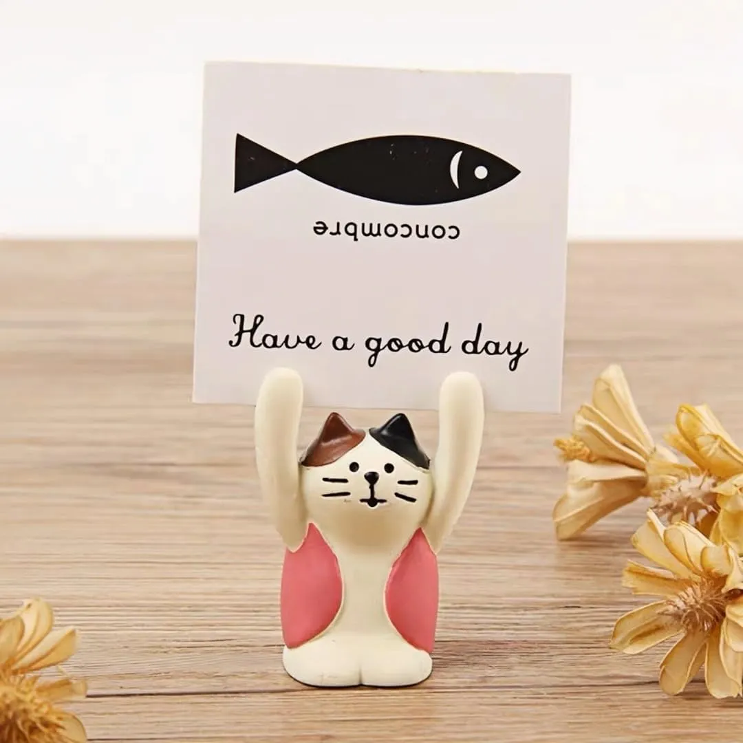 Dollhouse Décor 6-Pack Cute Birthday Gift Sign Small Animal Message Clip Business Card Photo Note Clip Pink Cat