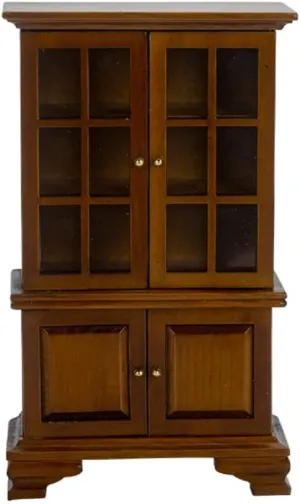 Dollhouse Furniture Cabinet 1:12 Scale Miniature Kitchen Accessories Wooden Cupboard Bookcase Display Shelf for Living Room Decoration (Brown)
