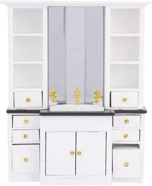 Dollhouse Mini Furniture, 1/12 Miniature Bathroom Basin Cabinet Furniture Asseccories for Doll House Bathroom Kitchen Decoration (White)