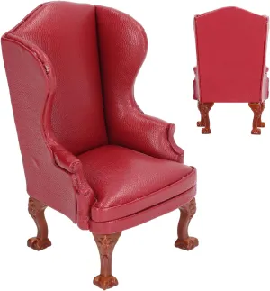 Dollhouse Sofa Single, 1:12 Miniature Cloth Backrest Retro Red Chair for Living Room, Bedroom, Kitchen