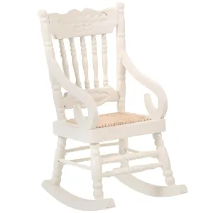 Dollhouse Wooden Chair, 1:12 Dollhouse Miniature Wooden Rocking Chair Model (White)