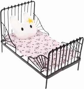 Dollhouse Bed 1:12 Scale Realistic Metal Doll Bed with Mattress & Cute Pillow Decorative Dollhouse Furniture for DIY Settings, Style 2, Furniture