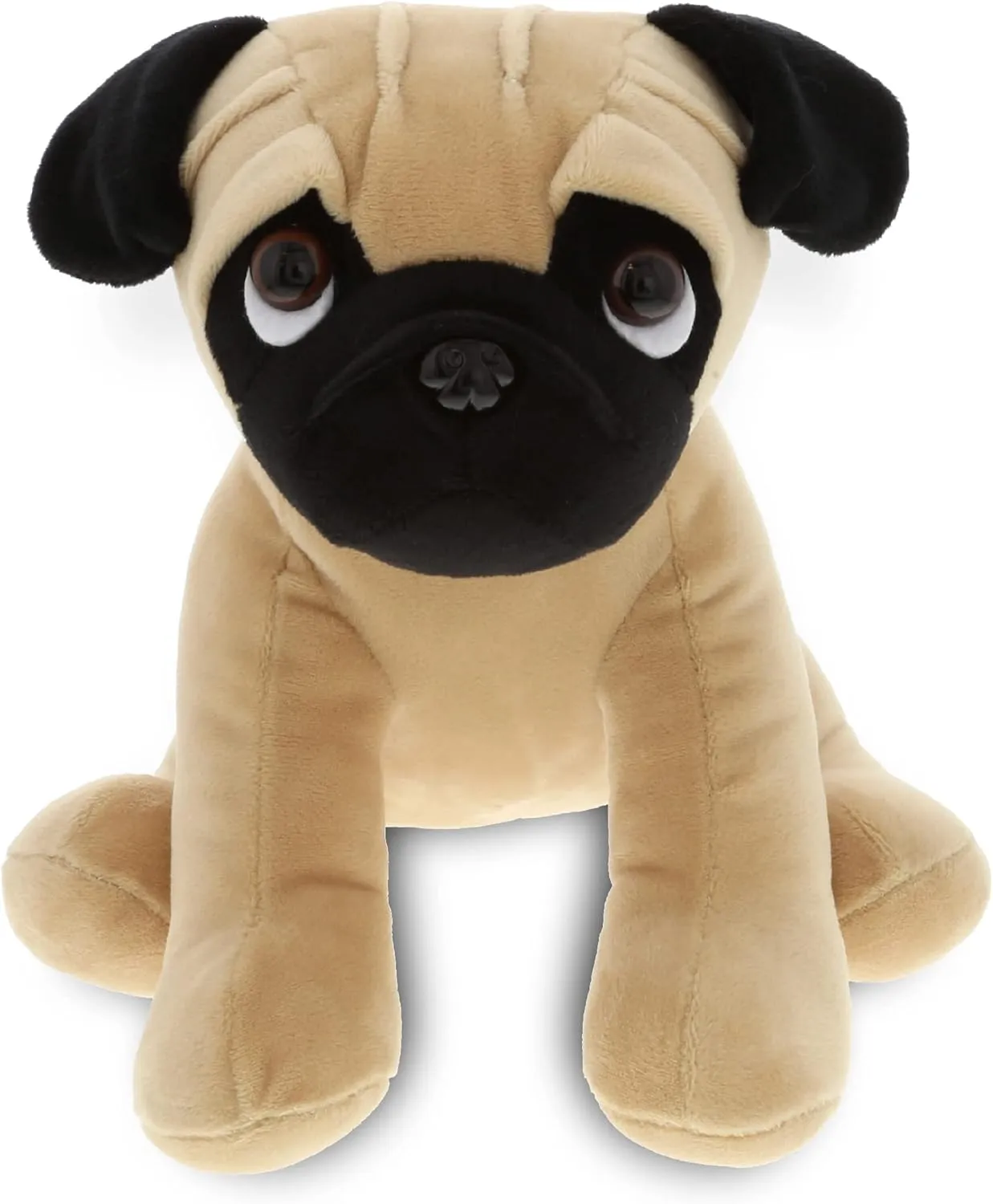 DolliBu Sitting Pug Stuffed Animal Dog Plush Toy, Kids & Adults Huggable Puppy Cuddle Gifts, Cute Stuffed Animals for Toddler & Baby First Teddy Bear - 8 Inches