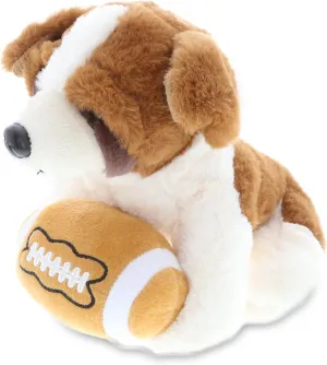 DolliBu St. Bernard Dog Stuffed Animal with Football Plush - Soft Huggable Dog, Adorable Playtime Plush Toy, Cute Pet Life Gift for Kids and Adults - 8 Inches
