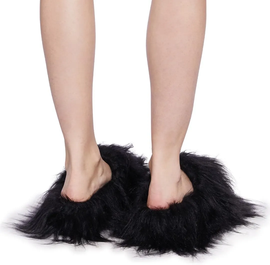 Dolls Kill Case Of The Grumpies Fuzzy Slides by Delia's - Faux Fur Slip-On With Rubber Soles, Perfect for Your Comfort
