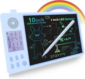 Doodle Board Toys for Girls Boys: Kids LCD Writing Tablet 10inch - Toddler Gifts Painting Pad with Dual Screen - Learning Educational Tool for Ages 3-8 Year Old Birthday Christmas (Light Blue)
