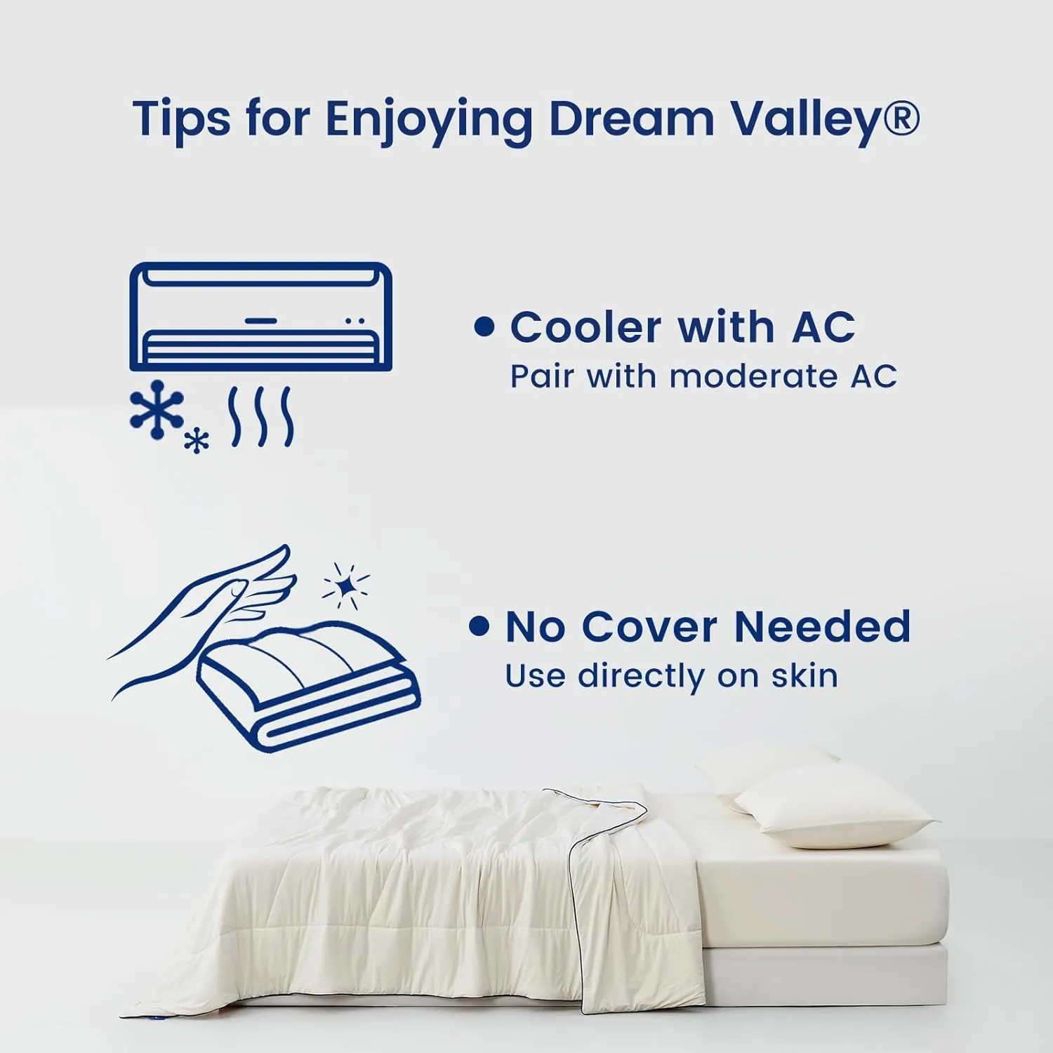 Dream Valley® Outlast® Deepsleep Cooling Comforter, Full/Queen Size, NASA-Grade Space Technology Cooling Blanket for Hot Sleepers Night Sweats, Q-Max > 0.45 Aerocool™ Breathable, Ivory, 90"x90"