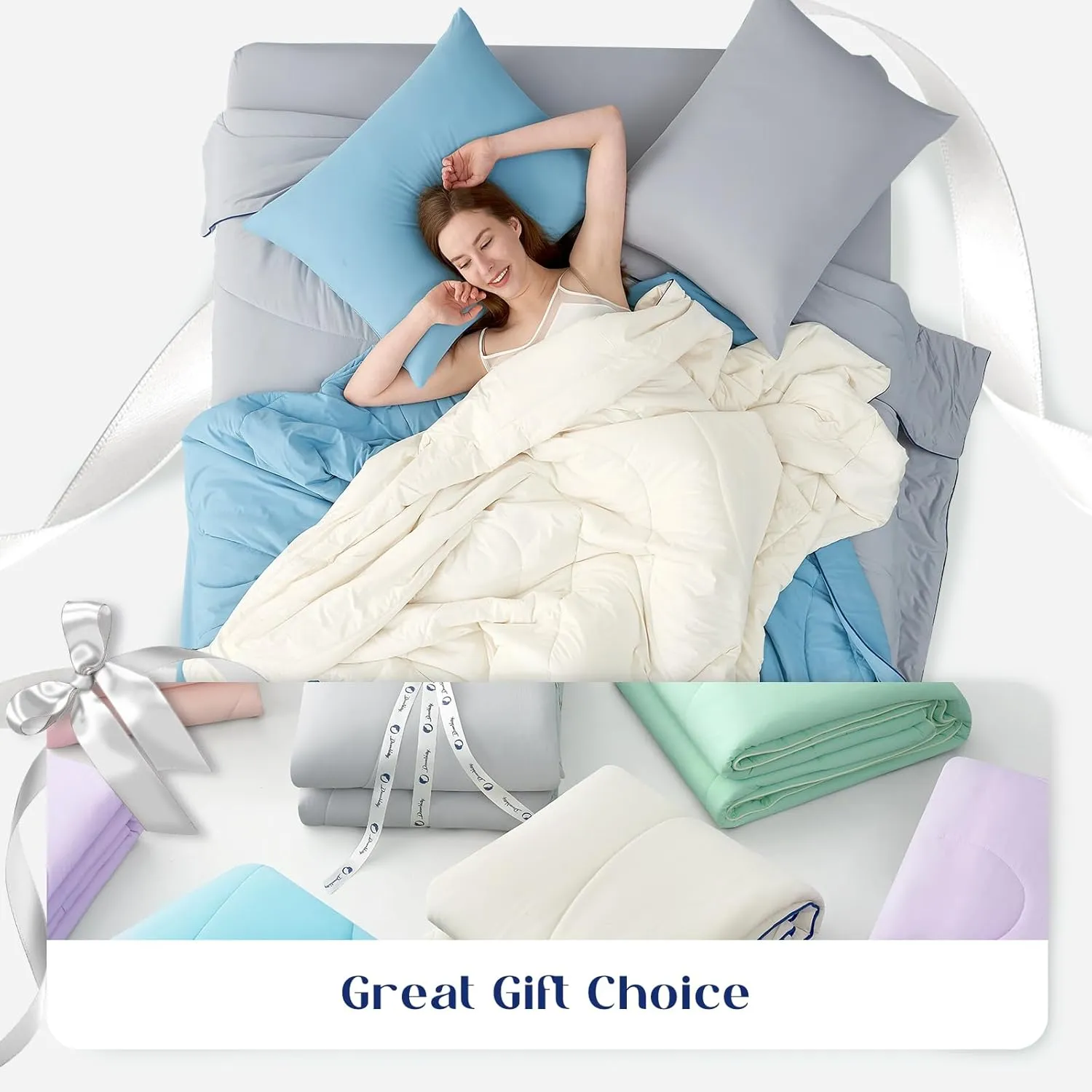 Dream Valley® Outlast® Deepsleep Cooling Comforter, Full/Queen Size, NASA-Grade Space Technology Cooling Blanket for Hot Sleepers Night Sweats, Q-Max > 0.45 Aerocool™ Breathable, Ivory, 90"x90"