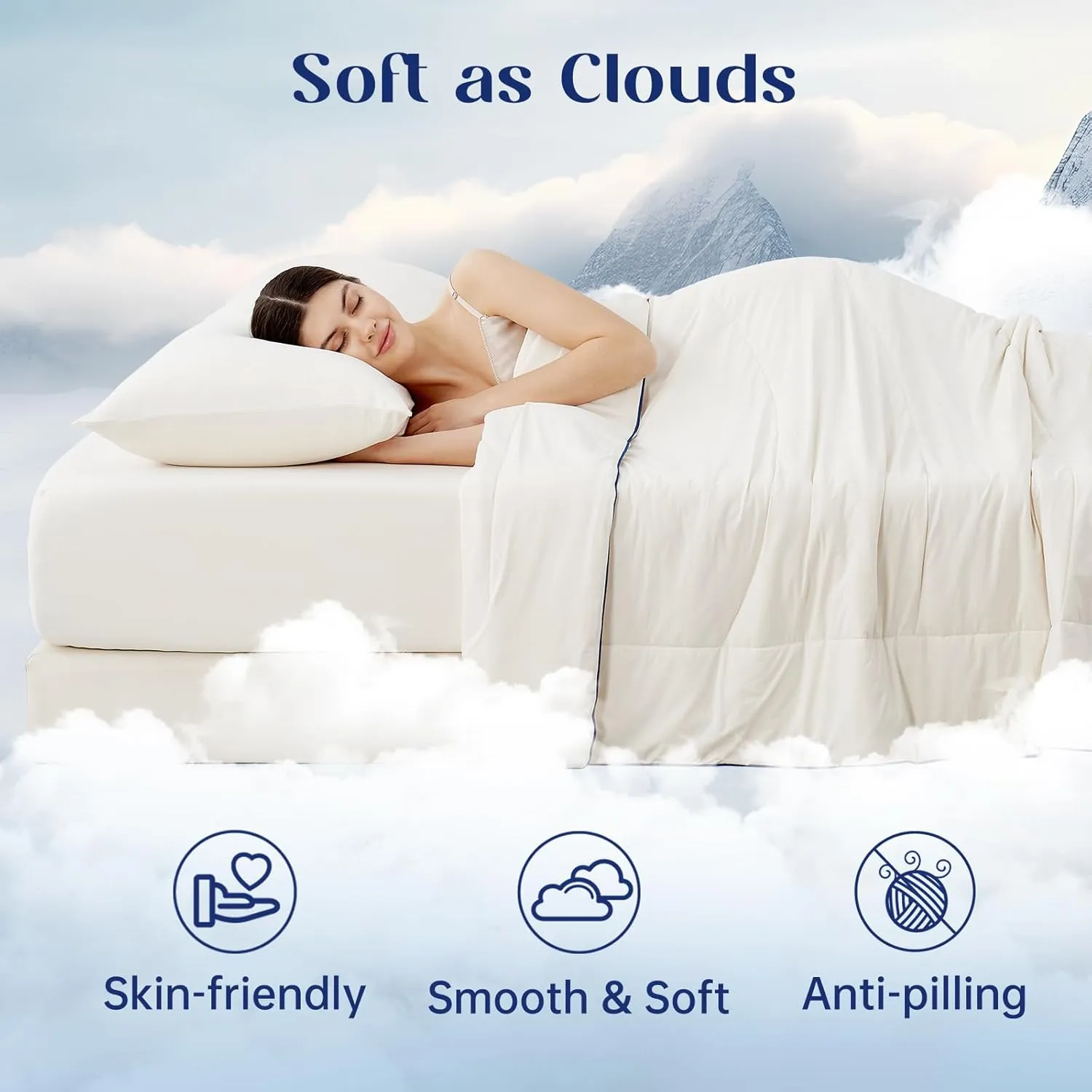 Dream Valley® Outlast® Deepsleep Cooling Comforter, Full/Queen Size, NASA-Grade Space Technology Cooling Blanket for Hot Sleepers Night Sweats, Q-Max > 0.45 Aerocool™ Breathable, Ivory, 90"x90"