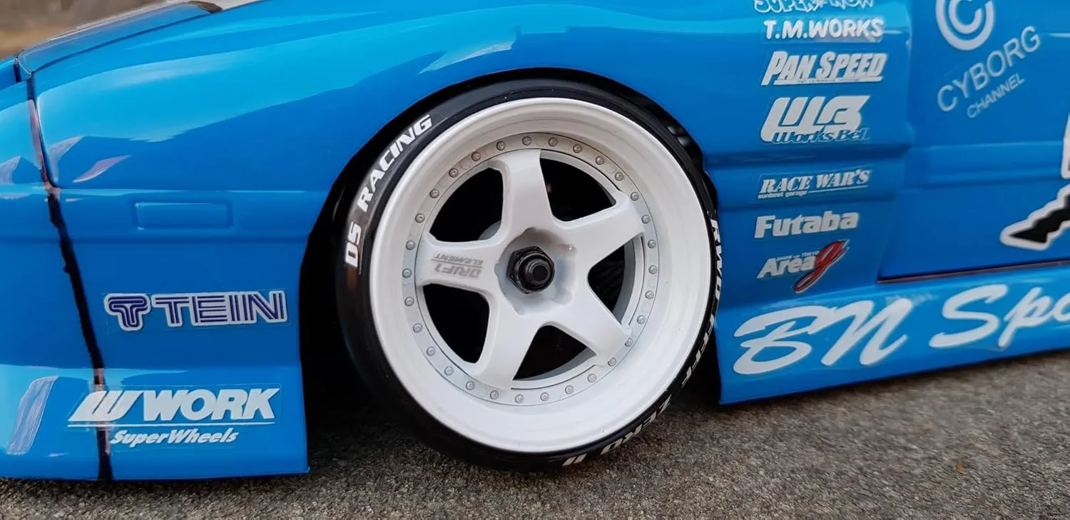 Drift Element 1/10 RC Car Drift Rims Wheels, 2PCS Set, 5-Spoke, Adjustable Offset, Fits Yokomo YD MD RD, MST RMX, Reve D RDX, Redcat RDS, HPI, Tamiya TT & More (Triple White)