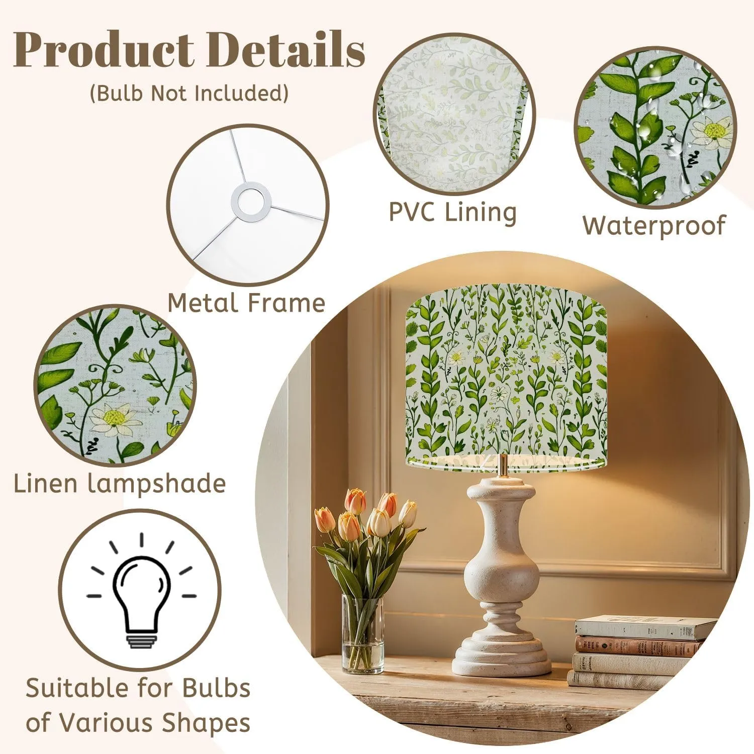Drum Lamp Shades Tiny meadow flowers seamless for summer dress textile print Lamp Shade for Floor Lamps Table Lamps Pendant Light 11"x8.9" Linen Replacement Large Lampshades
