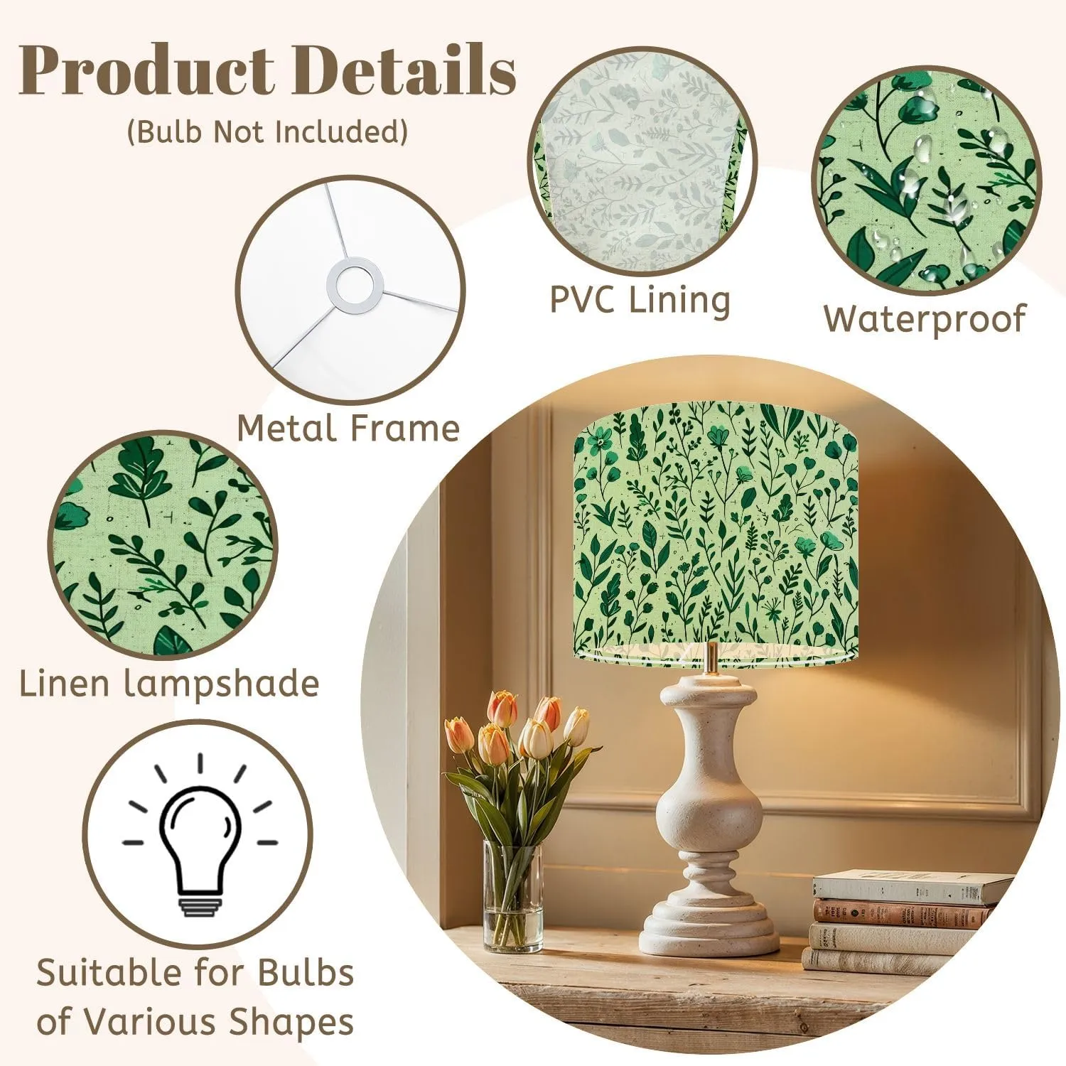 Drum Lamp Shades Tiny meadow flowers seamless for summer dress textile print Lamp Shade for Floor Lamps Table Lamps Pendant Light 11"x8.9" Linen Replacement Large Lampshades