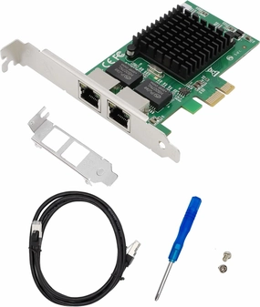 Dual-Port PCIe Network Card 1000Mbps PCI Express Ethernet Card with Intel 82576/ E1G42ET, Two Ethernet RJ45 Ports LAN NIC Card Support PXE SR-IOV for Windows/Windows Server/Linux/Freebsd/DOS