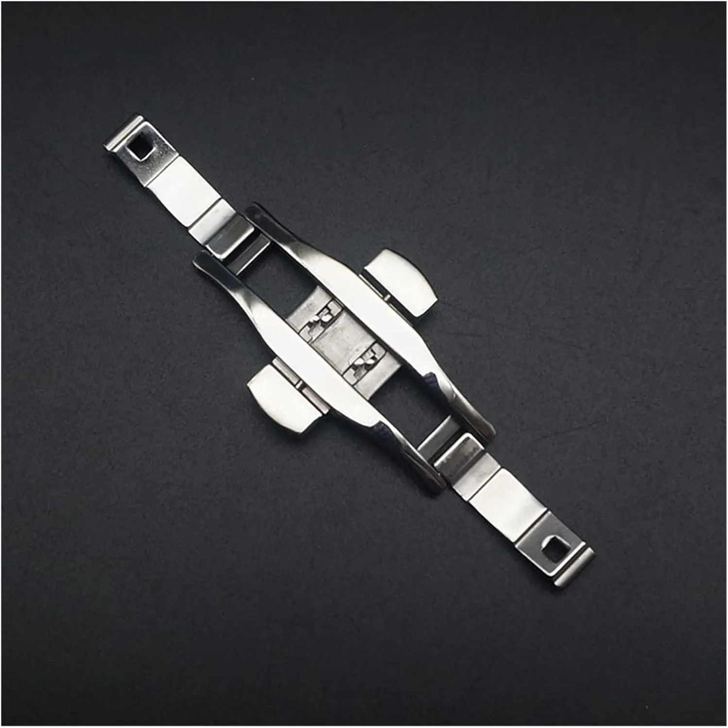 Durable Watch Clasp Accessory Metal Stainless Steel Double Press Watch Push Button Fold Clasp Seamless Butterfly Buckle(6x23mm)