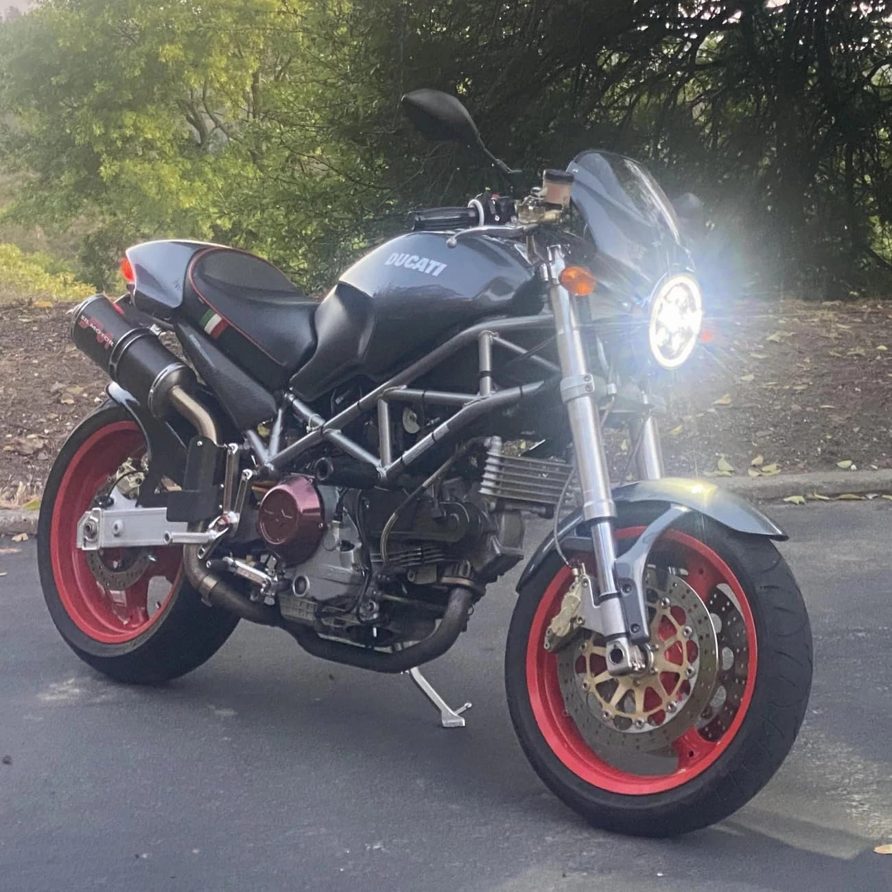 Eagle Lights 7" LED Headlight Kit with Halo Ring compatible with Ducati Monster Motorcycle Models - Chrome/Halo Ring