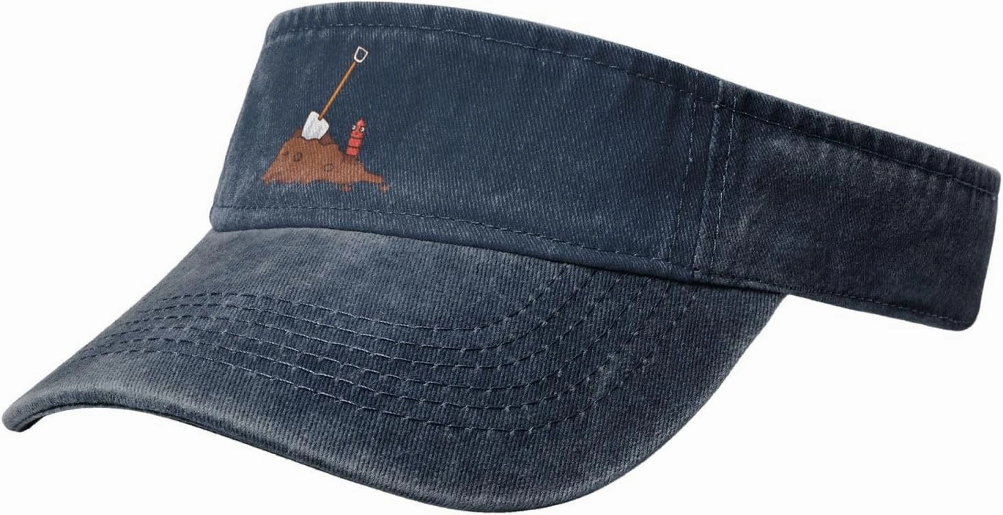 Earthworms and Shovels Sun Visor Hats Cotton Baseball Cap for Women Men Adjustable Sun Hat