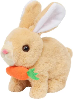 Easfan Easter Rabbit Plush Toy with Carrot Jumping Spotted Rabbit Talking Hopping Ears Nose Moving Educational Plush Toy Interactive Toy Electric Christmas,Easter Gift for Toddlers Kids,7"