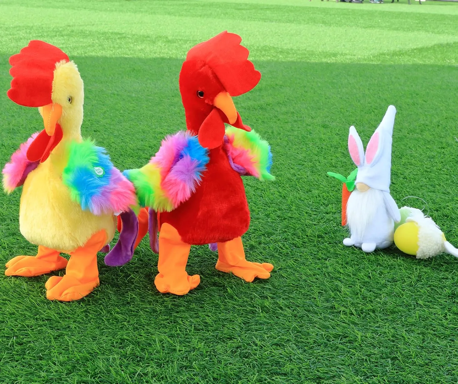 Easfan Musical Chicken Stuffed Animal Electronic Interactive Plush Toy Singing Dancing Squawking Waving Rooster Easter Birthday for Kids, Red,13.5”