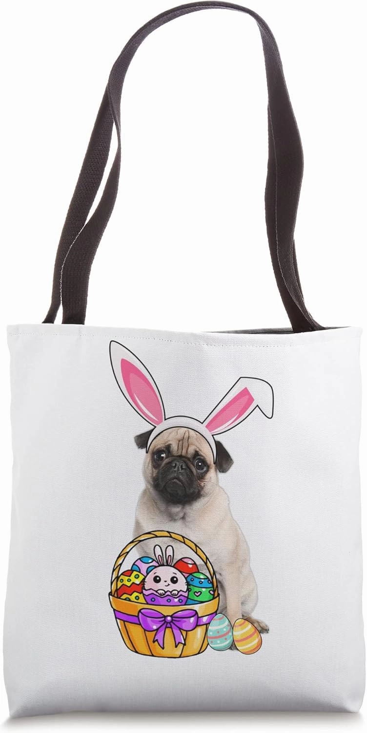 Easter Egg Funny Pug Easter Tote Bag