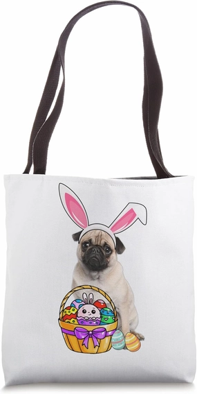 Easter Egg Funny Pug Easter Tote Bag
