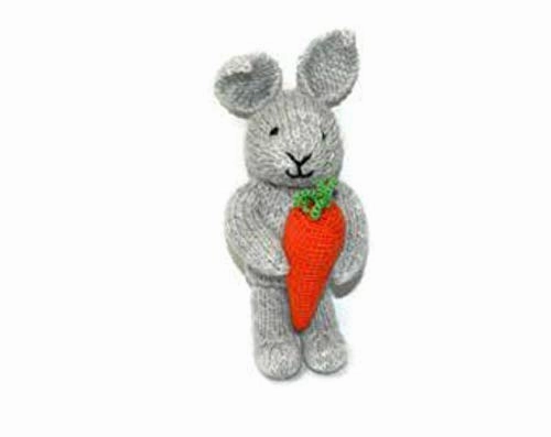 Easter Knitted Bunny Plush Stuffed Animal for Kids with Carrot 8 inches