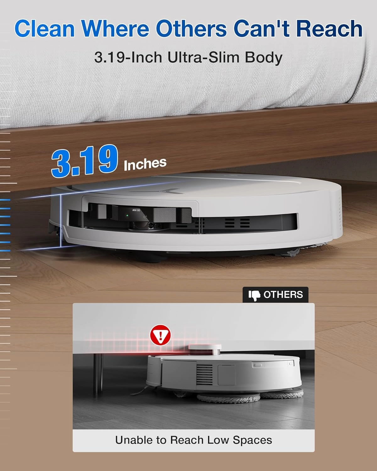 ECOVACS DEEBOT T50 PRO Omni Robot Vacuum and Mop, 3.19” Ultra-Slim, 15,000Pa Suction, ZeroTangle 2.0, TruEdge Edge Cleaning, AIVI 3D Obstacle Avoidance, Auto Mop Wash & Dry, Self-Emptying,White