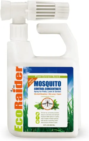 EcoVenger by EcoRaider Mosquito Control Triple-Action Hose-end Spray 32OZ, Kills All Stages  Larvae Control  Lasting Repellency, Citrus Scent, Non-Toxic Child-&-Pet-Safe