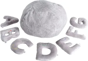 Educational Alphabet Toys - 26 Piece Dove Grey Set, Large 11" Stuffed Letters in Plush Bag - Perfect Learning Language Awareness & ABCs Recognition Gifts for Kids, 3, 4, & 5 Year Olds