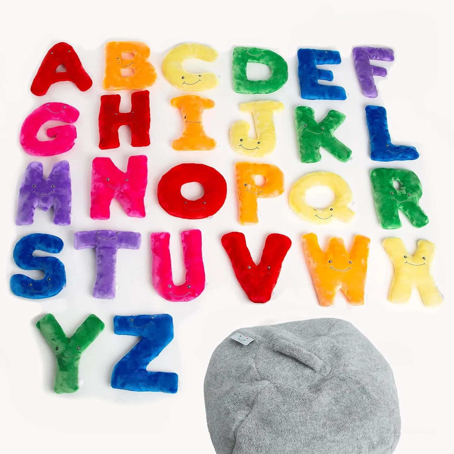 Educational Alphabet Toys - 26 Piece Rainbow Colors Set, Large 11" Stuffed Letters in Plush Bag - Perfect Learning Language Awareness & ABCs Recognition Gifts for Kids, 3, 4, & 5 Year Olds