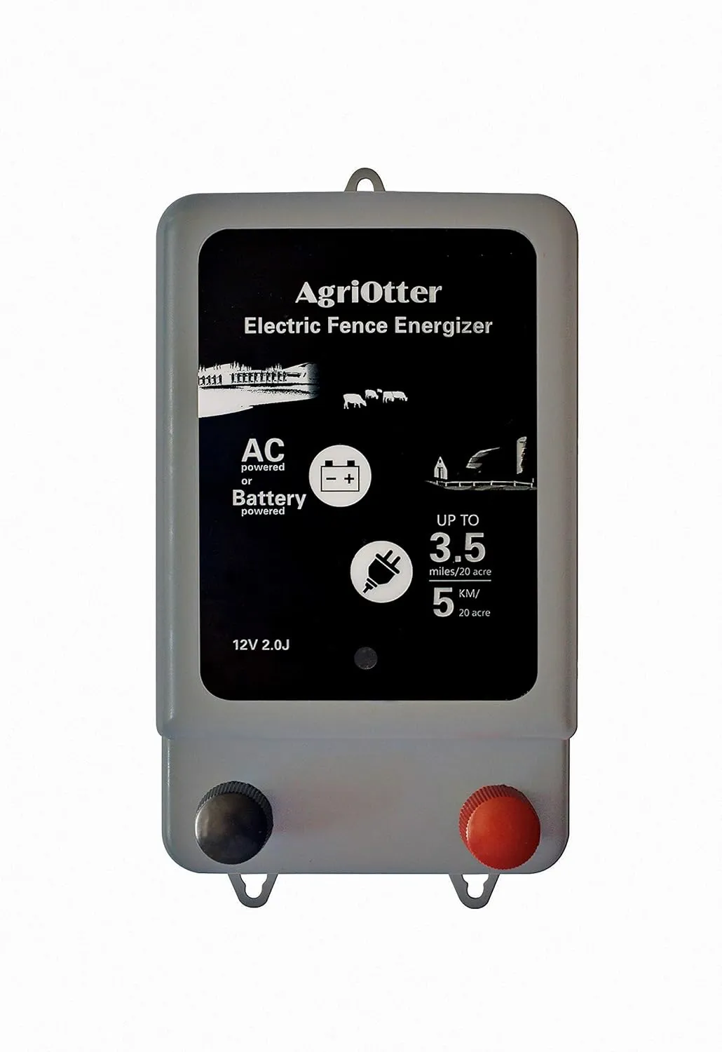 Electric Fence Energizer 20 Acre 2 in 1 Powered by Battery or AC Outlet 10000V 2J Pulse Electric