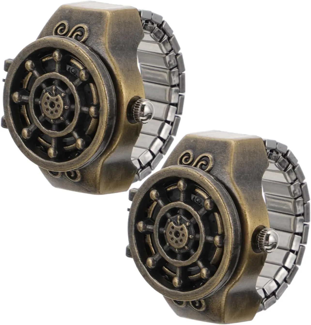 Elegant Finger Quartz Ring Watch Ring Watch for Women Rudder-Shaped Decorative 2 Pieces