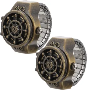 Elegant Finger Quartz Ring Watch Ring Watch for Women Rudder-Shaped Decorative 2 Pieces