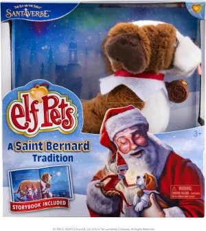 Elf Pets: A Saint Bernard Tradition- Includes Beautifully Illustrated Hardbound Storybook, Huggable Elf Pet St. Bernard Stuffed Animal with Barrel Charm and Official Adoption Certificate