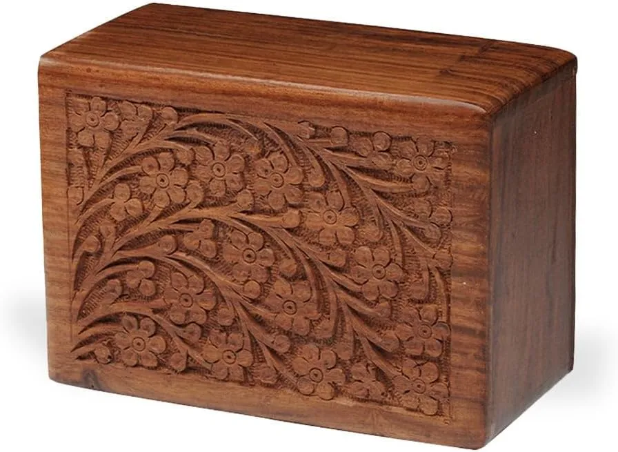 Engraved Urns for Human Ashes-Tree of Life Cremation Urn-Hand Carved Wood Pet Keepsake Box-Pet Loss Memorial (Medium-Personalized) up to 30 lbs/30 CI