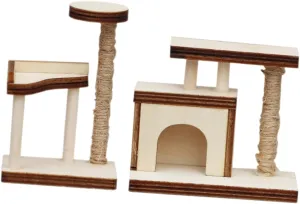 ERINGOGO 2pcs Cat Tree Furniture Decor Doll House Cat Climbing Tower Desktop Ornament Doll House Adornment Mini House Adornment Doll House Cat Post Mini House Accessory Wooden Accessories