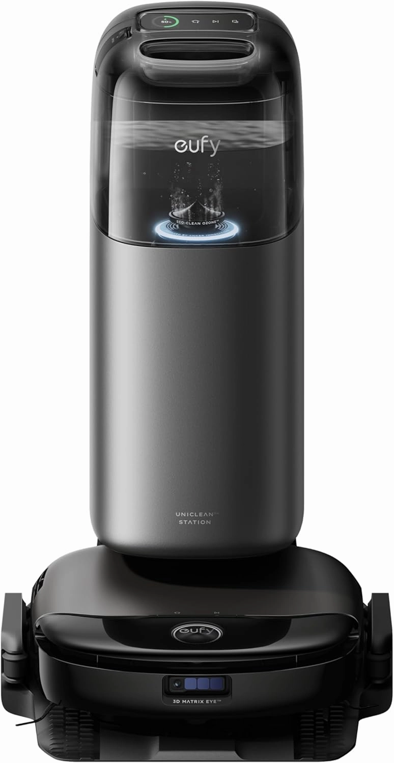eufy Renewed Robot Vacuum Omni S1 Pro with All-in-One Station, HydroJet Robot Vacuum and Mop Combo, Eco-Clean Ozone, 8000 Pa Suction, Obstacle Avoidance, Auto Mop Washing & Drying, Self-Emptying